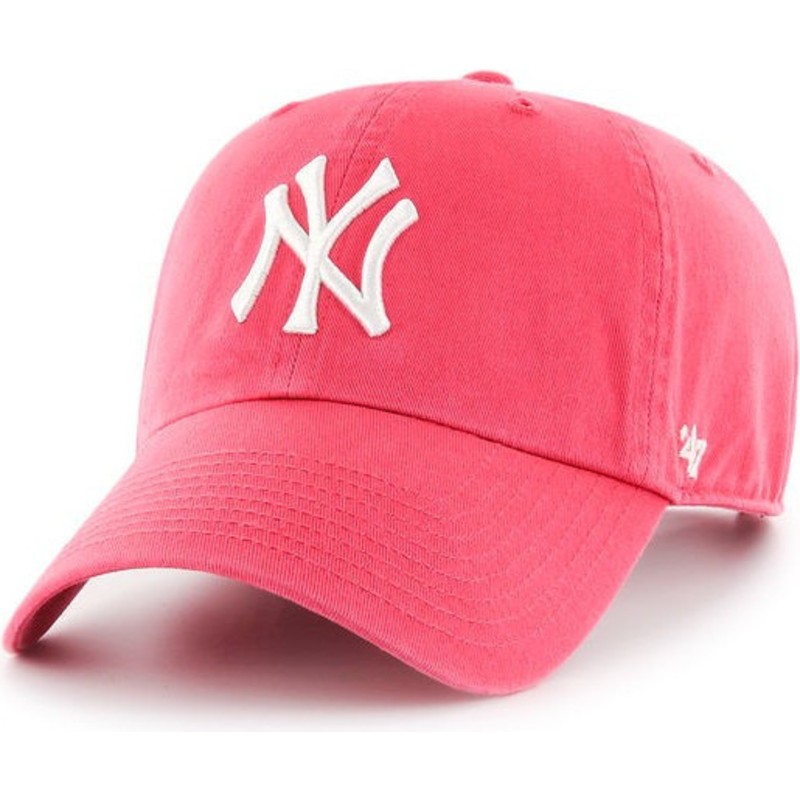47-brand-curved-brim-new-york-yankees-mlb-clean-up-bubblegum-pink-cap