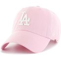 47-brand-curved-brim-white-logo-los-angeles-dodgers-mlb-clean-up-pink-cap