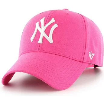 47 Brand Curved Brim New York Yankees MLB MVP Magenta Pink Snapback Cap