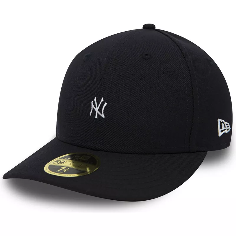 new-era-flat-brim-59fifty-low-profile-mini-logo-new-york-yankees-mlb-black-fitted-cap