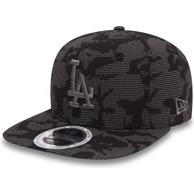 new-era-flat-brim-grey-logo-9fifty-night-time-reflective-los-angeles-dodgers-mlb-black-snapback-cap