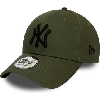 new-era-curved-brim-black-logo-9forty-league-essential-new-york-yankees-mlb-green-adjustable-cap