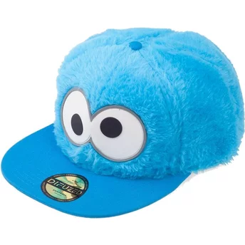 Difuzed Flat Brim Cookie Monster Fur Sesame Street Blue Snapback Cap
