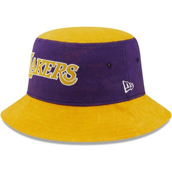 New Era Tapered Washed Pack Los Angeles Lakers NBA Purple and Yellow Bucket Hat
