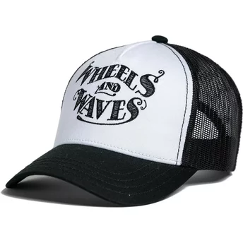 Wheels And Waves Nuts B&W WW26 White and Black Trucker Hat