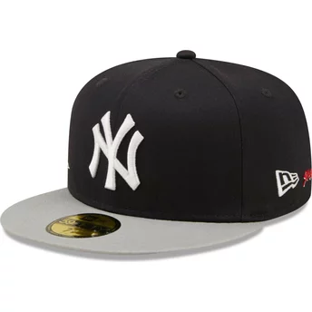 New Era Flat Brim 59FIFTY Team City Patch New York Yankees MLB Navy Blue and Grey Fitted Cap