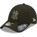 new-era-curved-brim-green-logo-9forty-neon-pack-repreve-new-york-yankees-mlb-black-snapback-cap