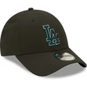 new-era-curved-brim-blue-logo-9forty-neon-pack-repreve-los-angeles-dodgers-mlb-black-snapback-cap