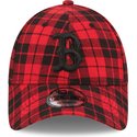 new-era-curved-brim-black-logo-9forty-plaid-boston-red-sox-mlb-red-adjustable-cap