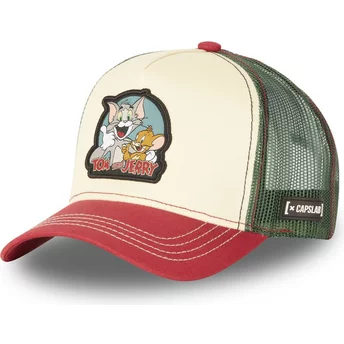 Capslab Tom and Jerry TJ2 Looney Tunes Beige, Red and Green Trucker Hat