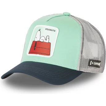 Capslab Snoopy PE2 Peanuts Green, Grey and Navy Blue Trucker Hat