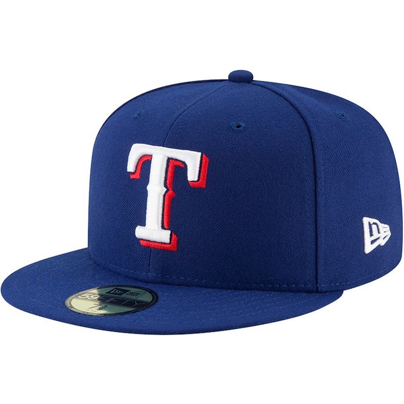 new-era-flat-brim-59fifty-authentic-on-field-texas-rangers-mlb-blue-fitted-cap