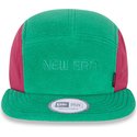 new-era-flat-brim-camper-polartec-fleece-green-and-pink-adjustable-cap