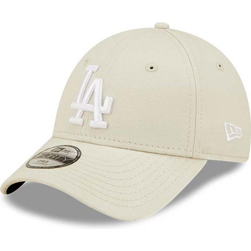 new-era-curved-brim-youth-9forty-league-essential-los-angeles-dodgers-mlb-beige-adjustable-cap