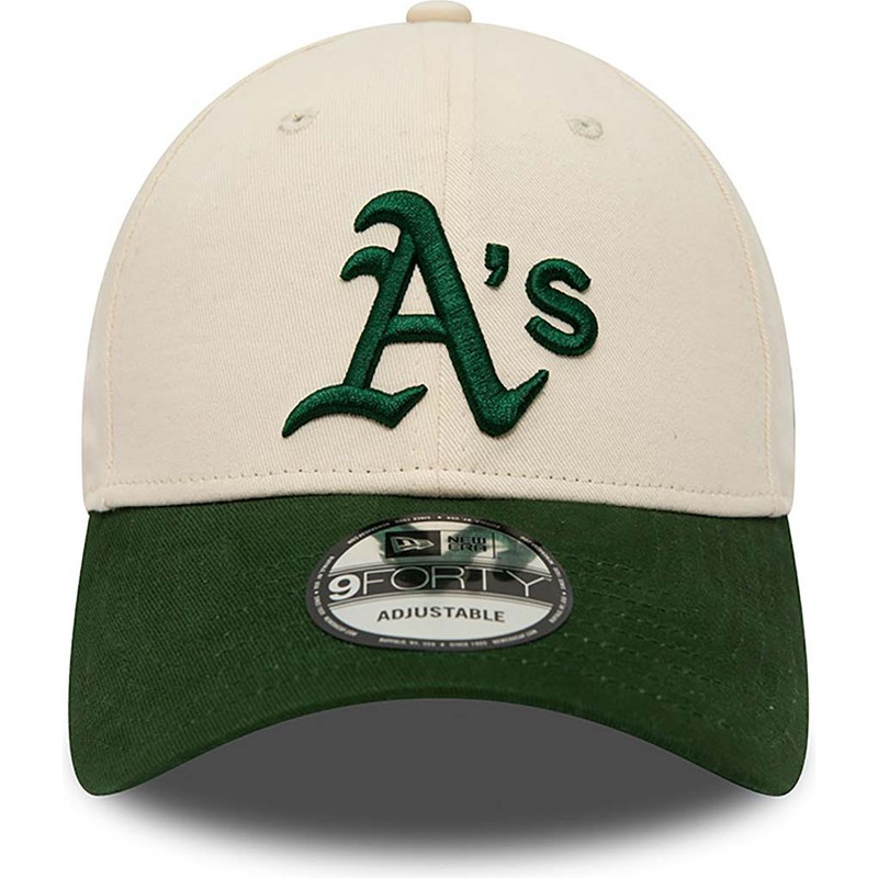 new-era-curved-brim-9forty-oakland-athletics-mlb-beige-and-green-adjustable-cap