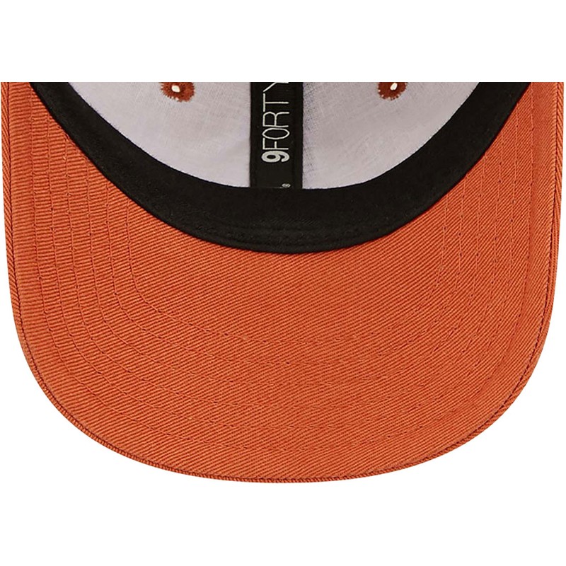 new-era-curved-brim-toddler-9forty-league-essential-new-york-yankees-mlb-orange-adjustable-cap-with-beige-logo