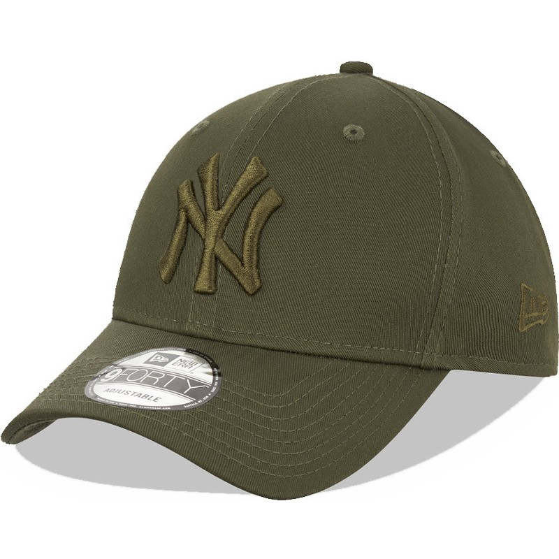 new-era-curved-brim-green-logo-9forty-league-essential-new-york-yankees-mlb-green-snapback-cap