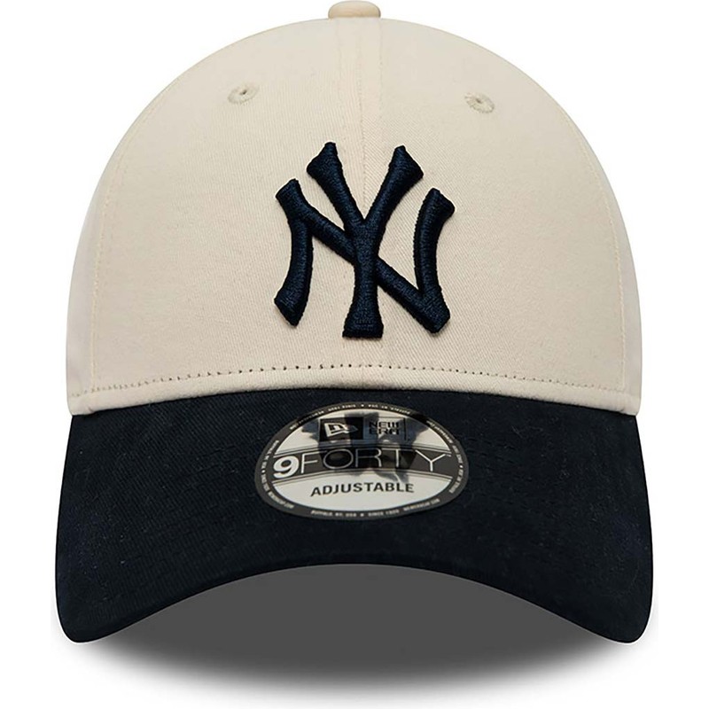 new-era-curved-brim-9forty-new-york-yankees-mlb-beige-and-navy-blue-adjustable-cap