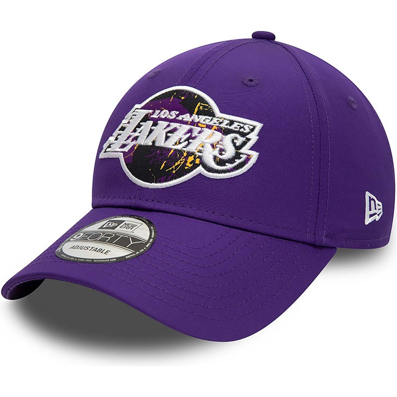 new-era-curved-brim-9forty-print-infill-los-angeles-lakers-nba-purple-adjustable-cap