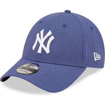 New Era Curved Brim 9FORTY Linen New York Yankees MLB Blue Adjustable Cap