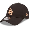 new-era-curved-brim-orange-logo-9forty-league-essential-los-angeles-dodgers-mlb-black-adjustable-cap