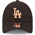 new-era-curved-brim-orange-logo-9forty-league-essential-los-angeles-dodgers-mlb-black-adjustable-cap