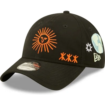 New Era Curved Brim 9TWENTY Washed Graphic Black Adjustable Cap