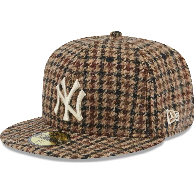 new-era-flat-brim-59fifty-harris-tweed-new-york-yankees-mlb-brown-fitted-cap