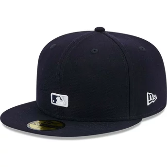 New Era Flat Brim 59FIFTY Reverse Logo New York Yankees MLB Navy Blue Fitted Cap