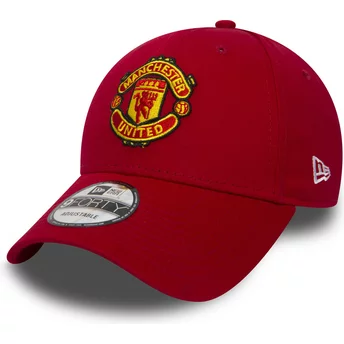 New Era Curved Brim 9FORTY Essential Manchester United Football Club Red Adjustable Cap