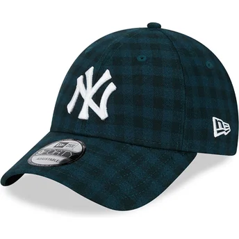 New Era Curved Brim 9FORTY Flannel New York Yankees MLB Green Adjustable Cap