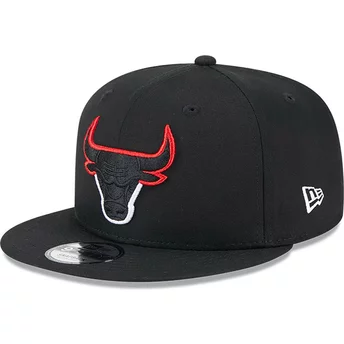 New Era Flat Brim 9FIFTY Split Logo Chicago Bulls NBA Black Snapback Cap