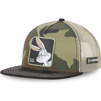 Capslab Bugs Bunny LOO8 BUN Looney Tunes Camouflage Flat Brim Trucker Hat
