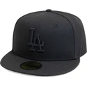 new-era-flat-brim-black-logo-59fifty-league-essential-los-angeles-dodgers-mlb-black-fitted-cap