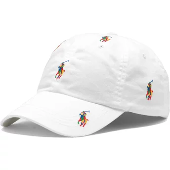 Polo Ralph Lauren Curved Brim Multicolor Logo Classic Sport Multi White Adjustable Cap