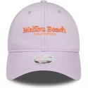 new-era-curved-brim-women-9twenty-wordmark-malibu-beach-california-purple-adjustable-cap