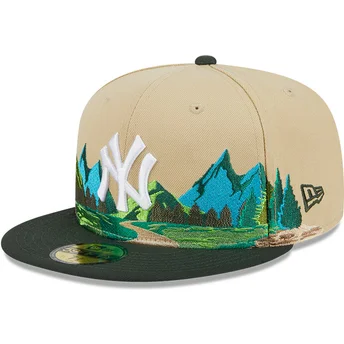 new-era-flat-brim-59fifty-team-landscape-new-york-yankees-mlb-brown-and-green-fitted-cap