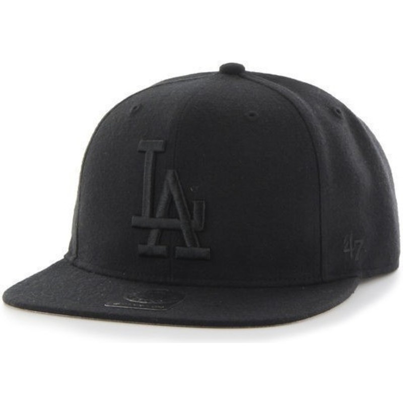 47-brand-flat-brim-black-logo-los-angeles-dodgers-mlb-sure-shot-black-snapback-cap