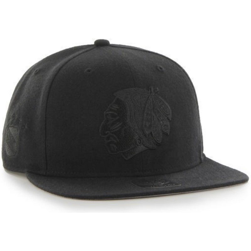 47-brand-flat-brim-black-logo-chicago-blackhawks-nhl-sure-shot-black-snapback-cap