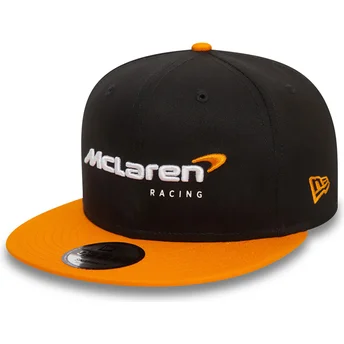 New Era Flat Brim 9FIFTY Essentials McLaren Racing Formula 1 Black and Orange Snapback Cap