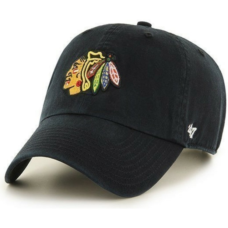 47-brand-curved-brim-chicago-blackhawks-nhl-clean-up-black-cap