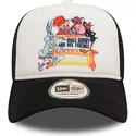 new-era-bugs-bunny-and-his-friends-a-frame-looney-tunes-white-and-black-trucker-hat