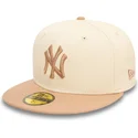 new-era-flat-brim-59fifty-side-patch-new-york-yankees-mlb-beige-and-brown-fitted-cap