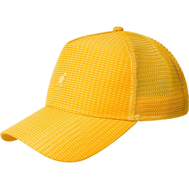 Kangol Seersucker Mesh Warm Apricot Yellow Trucker Hat Caphunters.mt