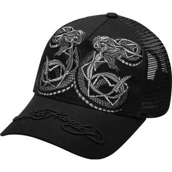 Ed Hardy Duo Black Snake Black Trucker Hat