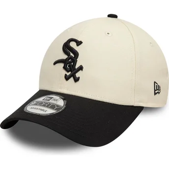 New Era Curved Brim 9FORTY Colour Block Chicago White Sox MLB Beige and Black Adjustable Cap