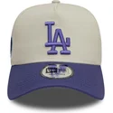 new-era-curved-brim-purple-logo-9forty-a-frame-world-series-patch-los-angeles-dodgers-mlb-beige-and-purple-snapback-cap