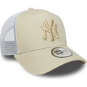 new-era-a-frame-league-essential-new-york-yankees-mlb-beige-and-white-trucker-hat-with-beige-logo