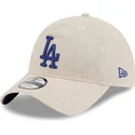 new-era-curved-brim-blue-logo-9twenty-linen-spring-training-fan-pack-2025-los-angeles-dodgers-mlb-beige-adjustable-cap