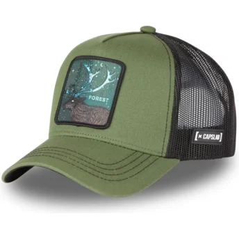 Capslab Deer Forest FOR2 Beasts Green and Black Trucker Hat